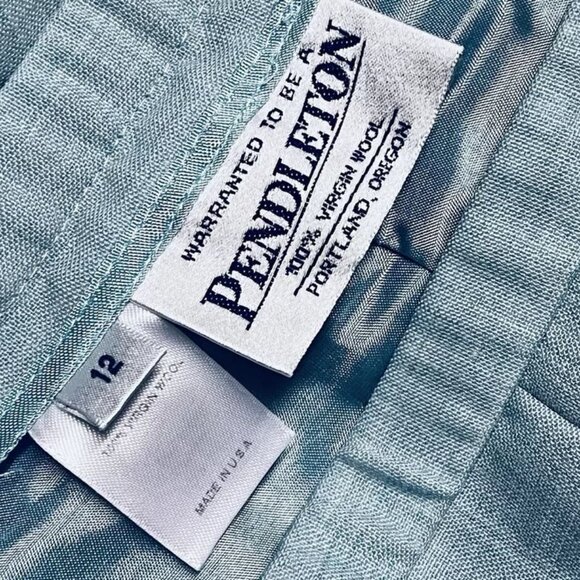 Pendleton Women's Pant Suit Virgin Wool 2 Piece Jacket Blazer Turquoise Blue VTG - Picture 7 of 9